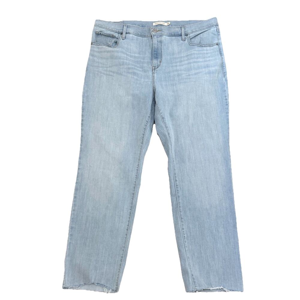 Levis 724 High Rise Straight Jeans Womens 18W Light Wash Raw Hem Plus Size Denim
